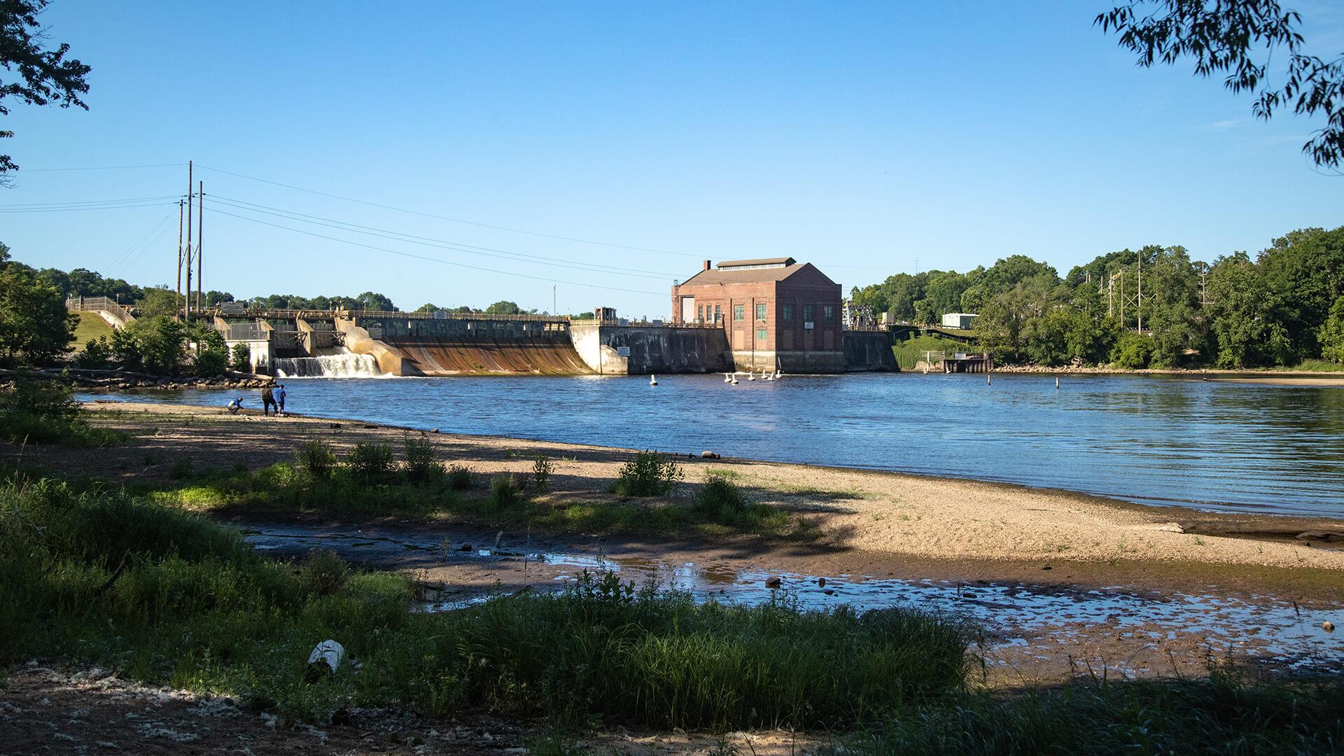 the Berrien Springs dam on a sunny day