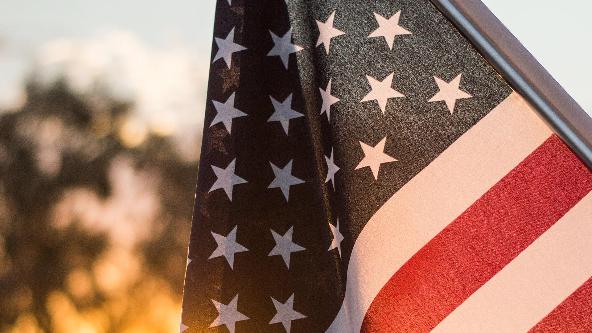 American Flag at Sunset